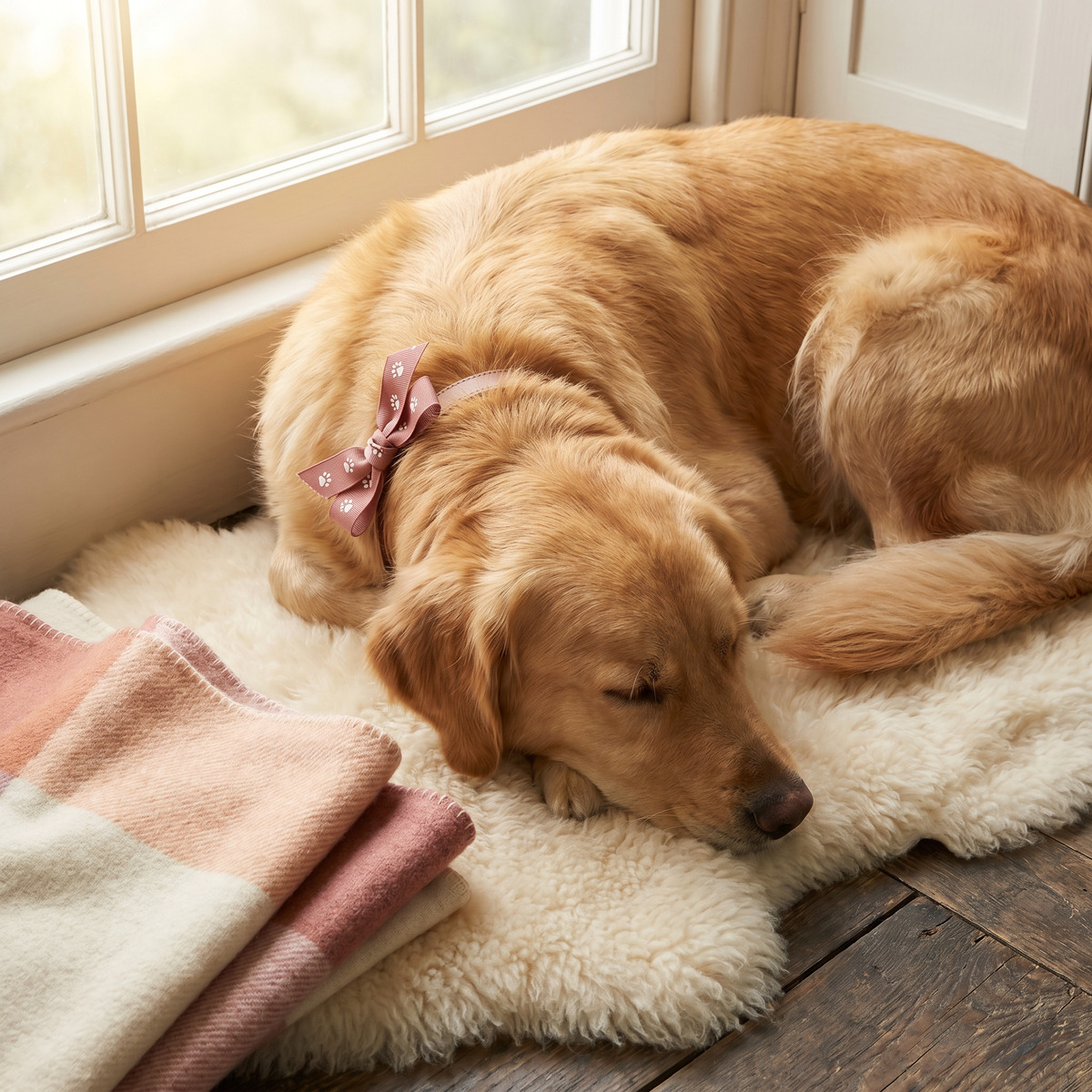 Paw print ribbon — golden retriever scene